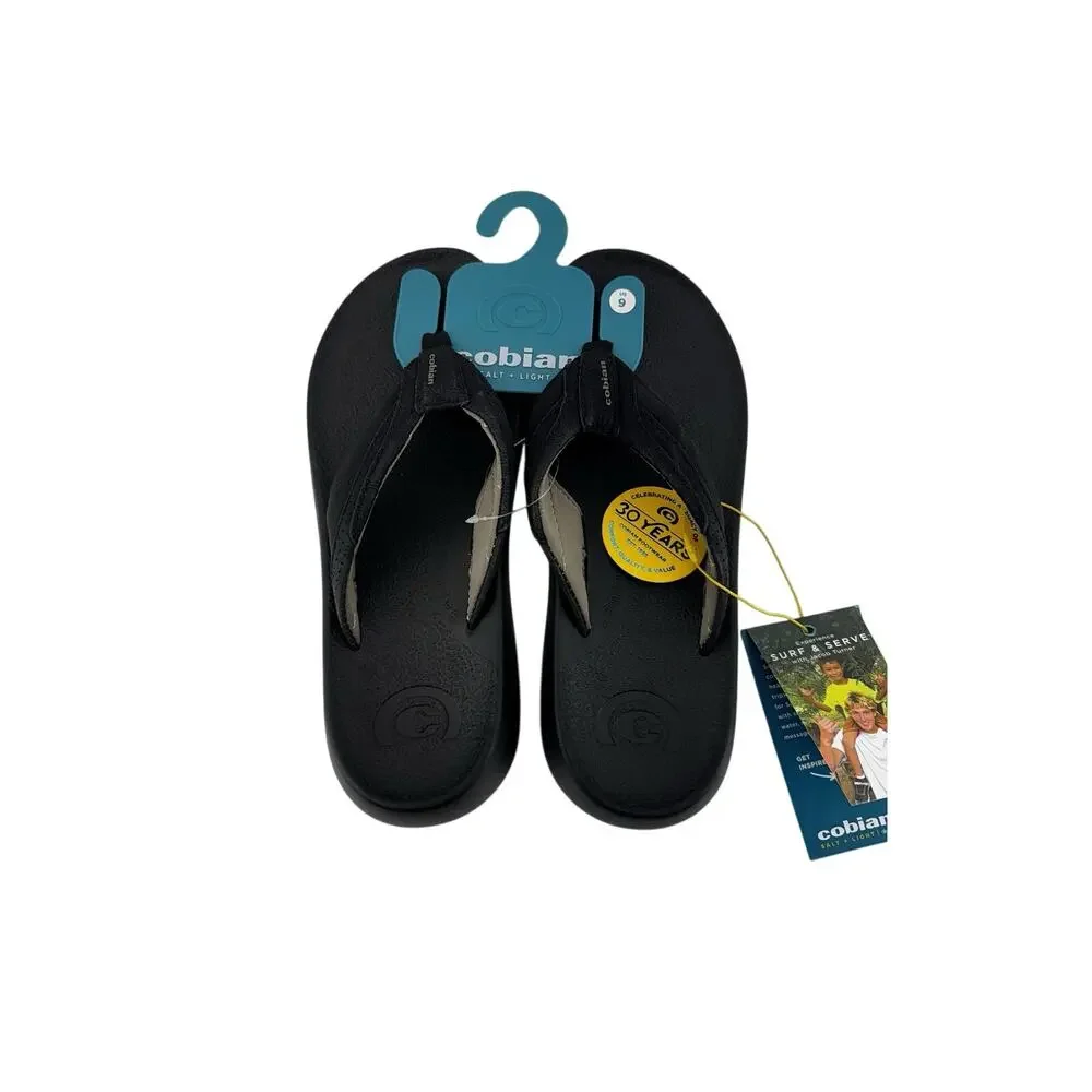 Cobian DRT Salt & Light Flip Flop Sandals Black Leather Men's Size 9